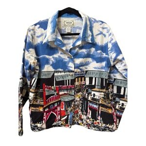 Tantrums Collection Womens Size Small‎ Colorful Print Jacket Pockets 100% Cotton